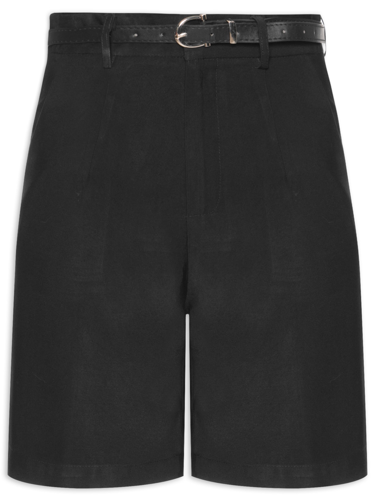 Bermuda Feminina Básica Com Cinto - Preto