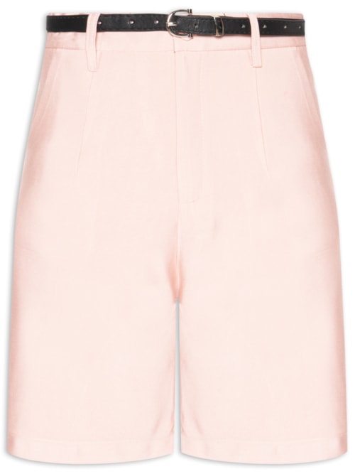 Bermuda Feminina Básica Com Cinto - Rosa