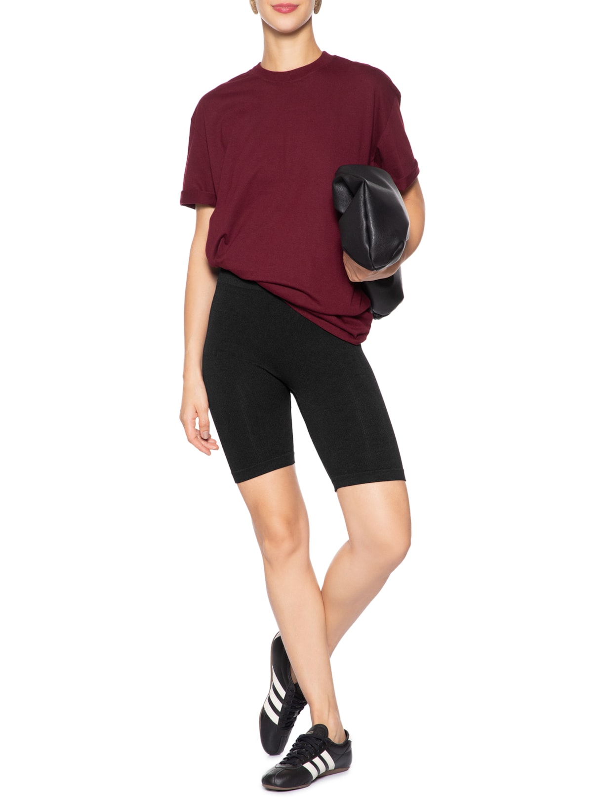 Bermuda Feminina Biker Canelada Preto Basiq