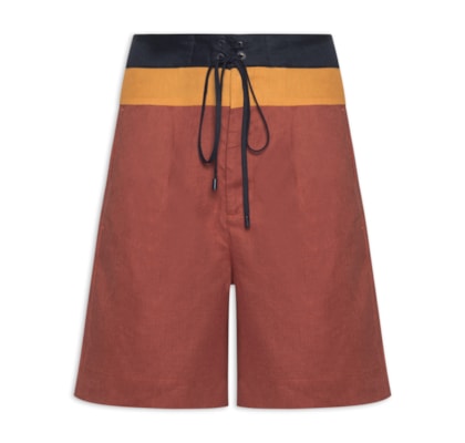Bermuda Feminina Boardshorts Linho - Vermelho