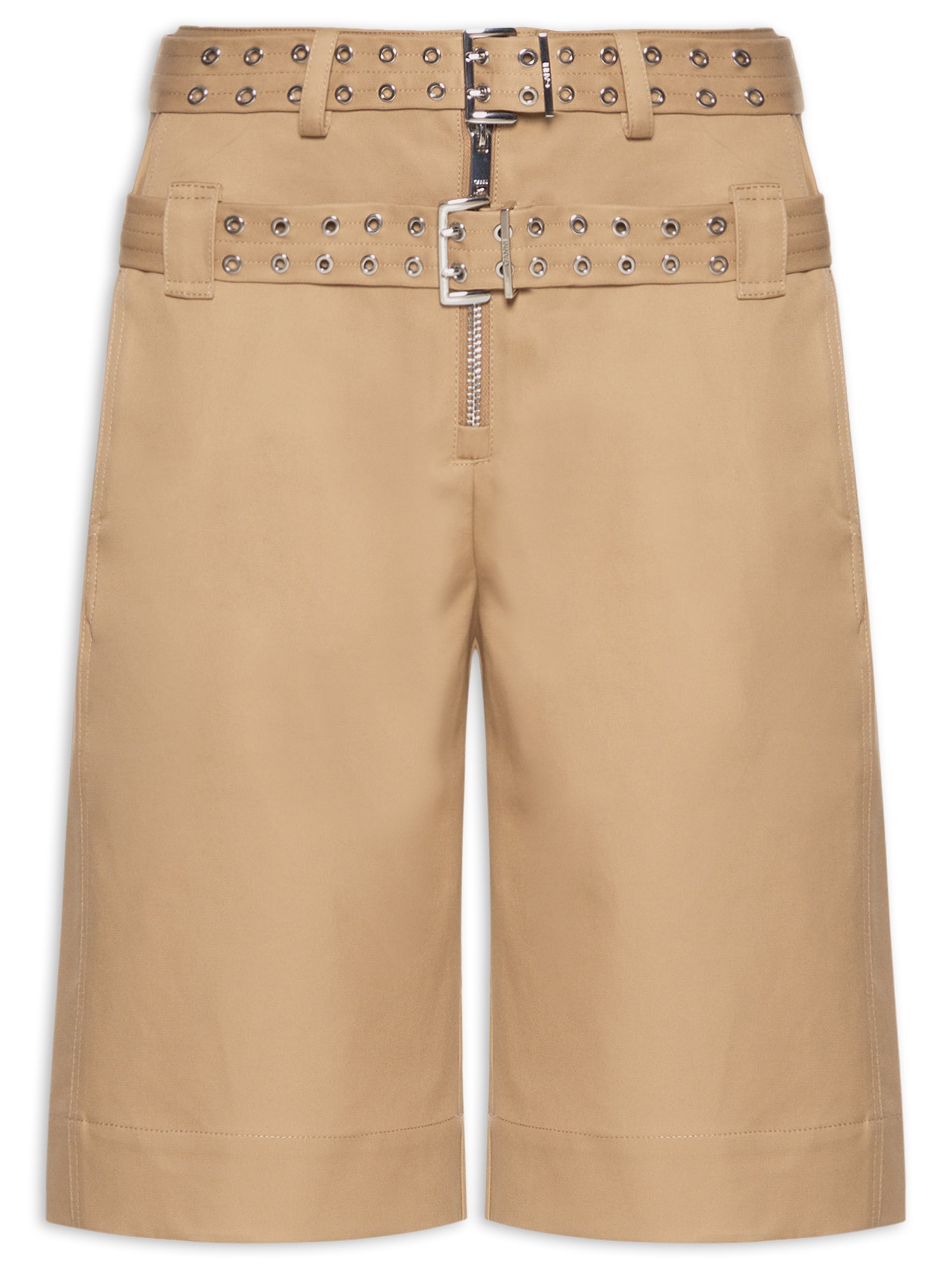 Ganni - Bermuda Feminina Bonded Cotton Belt Shorts - Marrom