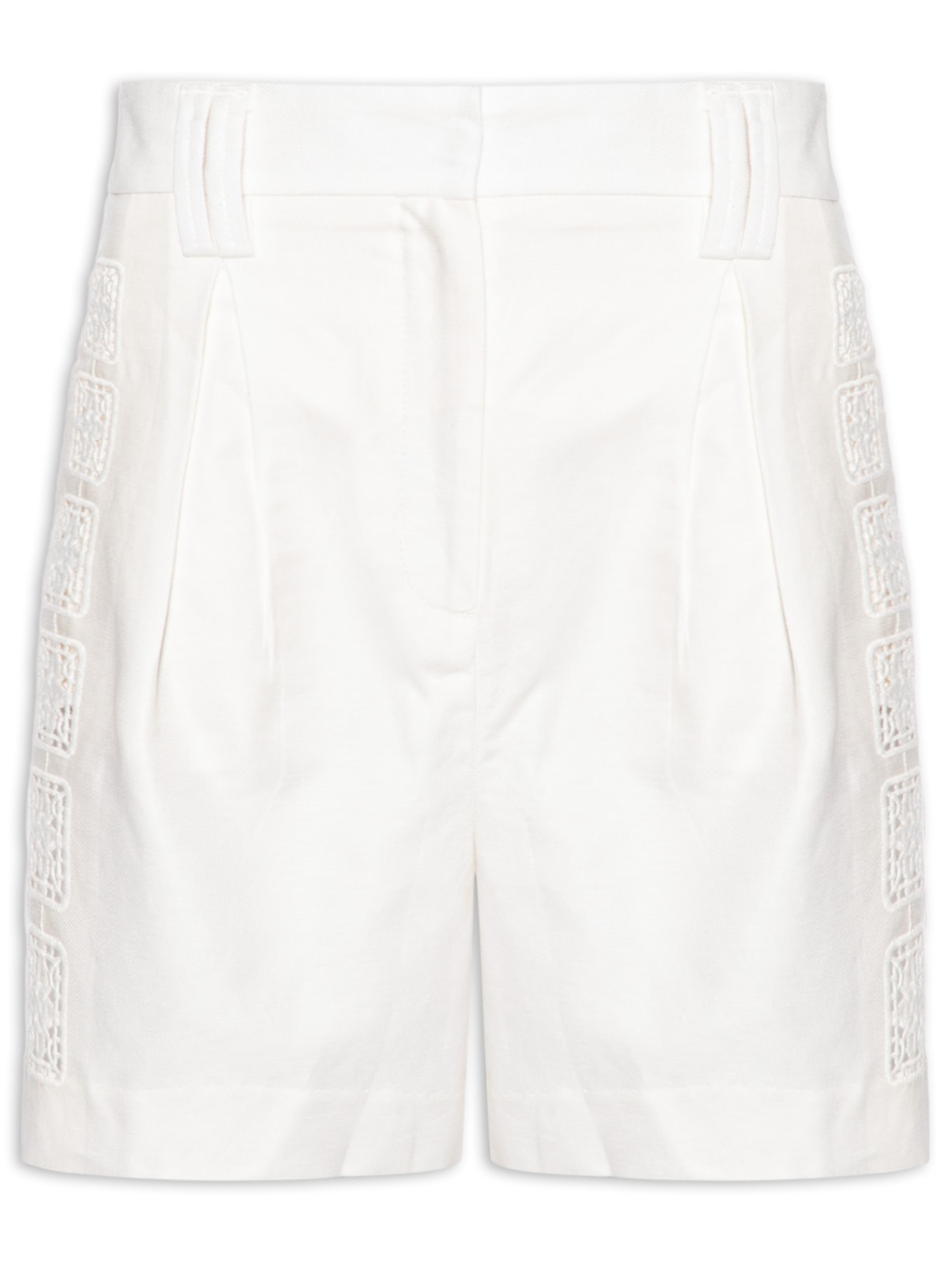Bermuda Feminina Bordado Lateral Branco Animale