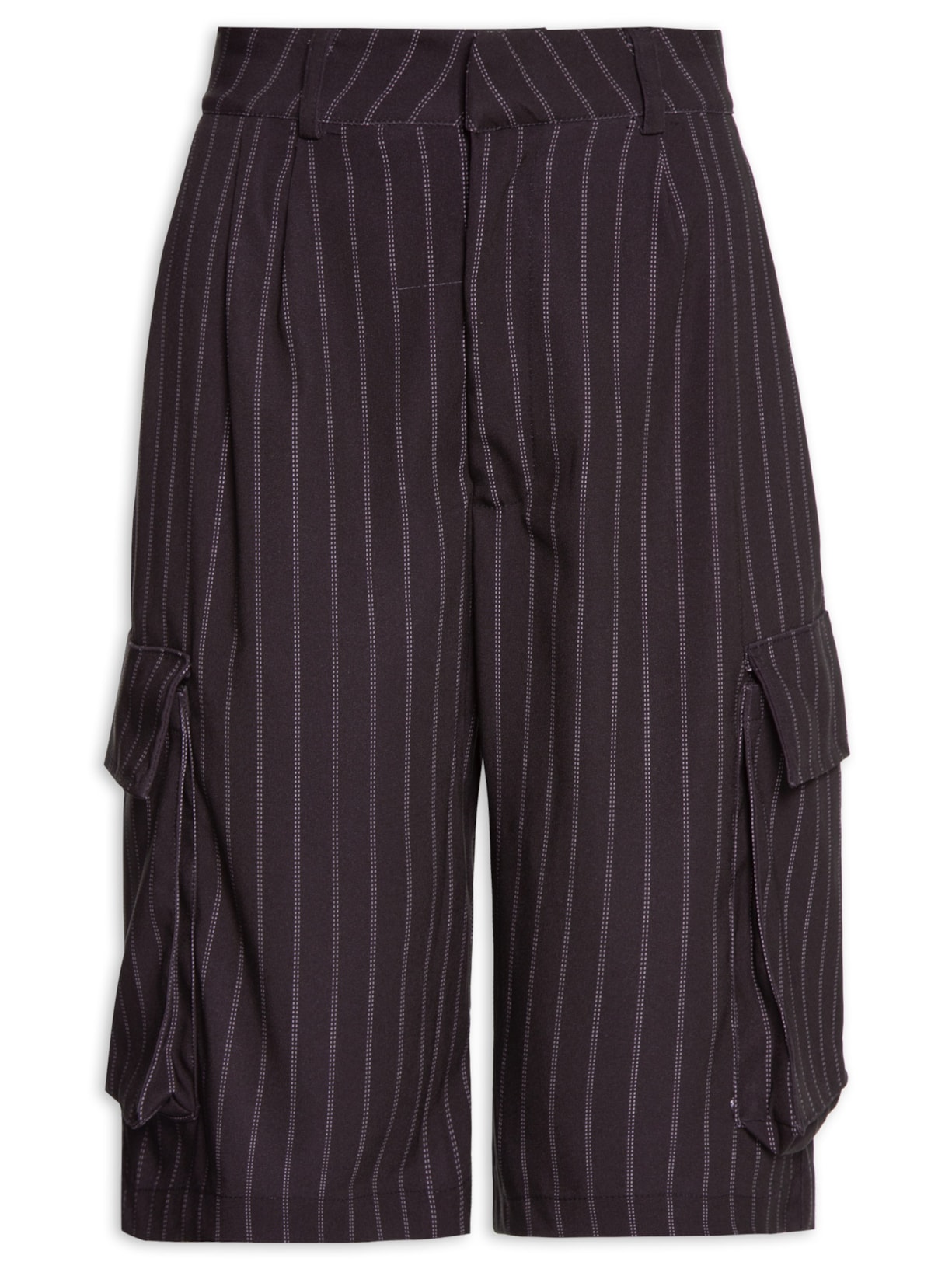 Bermuda Feminina Cargo Risca De Giz - Preto