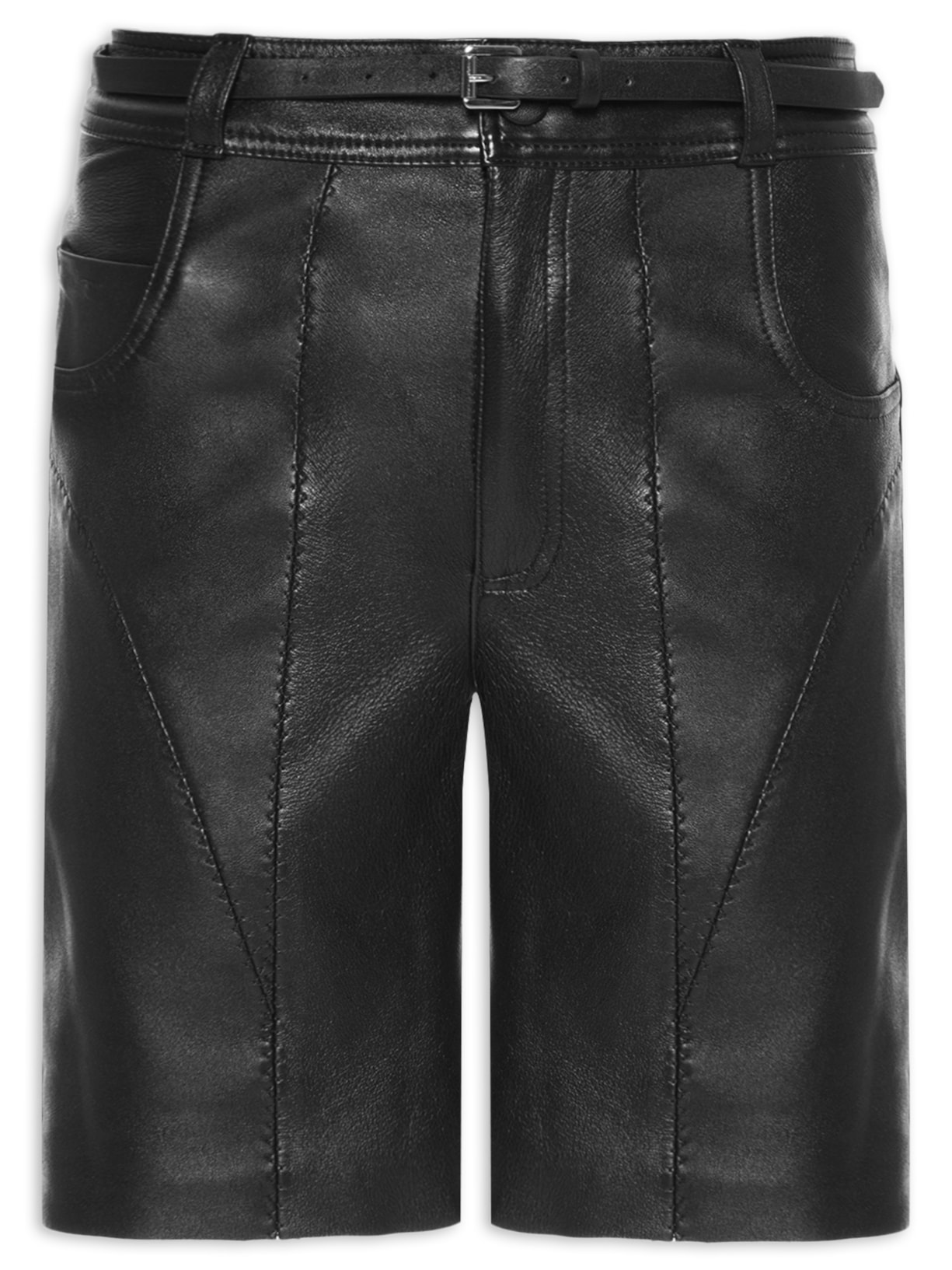 Bermuda Feminina Ciclista Couro Polly - Preto