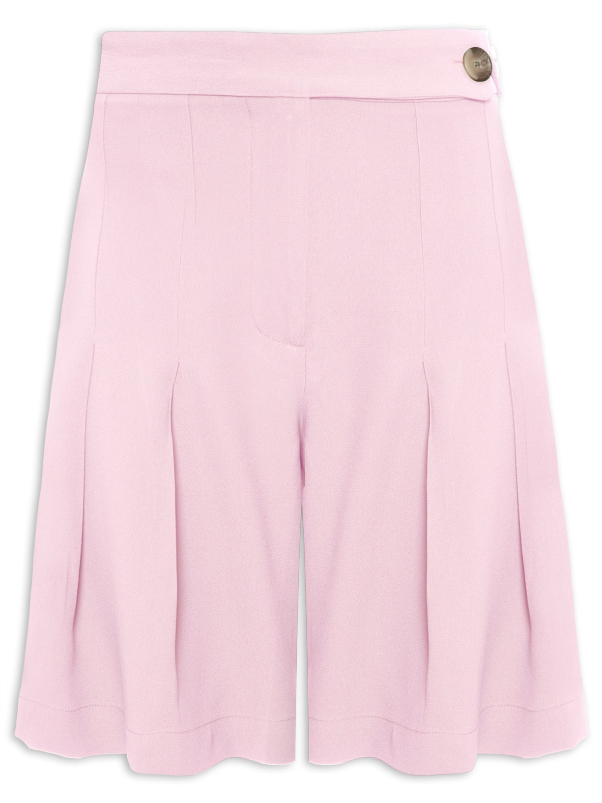 Bermuda Feminina Cintura Alta Com Pregas - Rosa