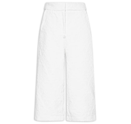 Bermuda Feminina Cintura Alta Em Jacquard - Branco