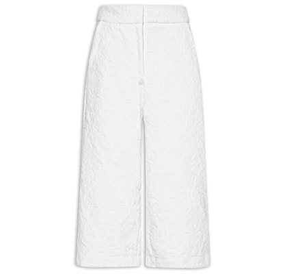 Bermuda Feminina Cintura Alta Em Jacquard - Branco