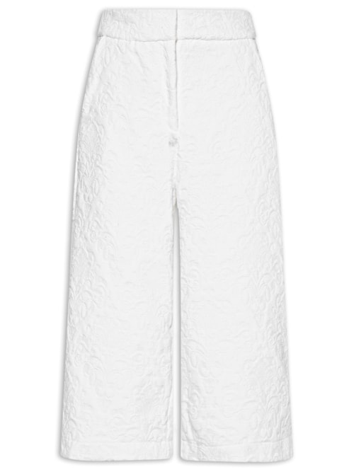 Bermuda Feminina Cintura Alta Em Jacquard - Branco