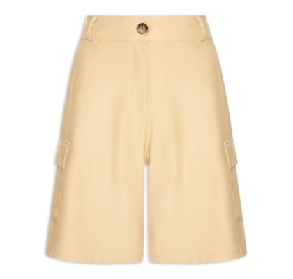 Bermuda Feminina Com Bolsos Laterais - Bege