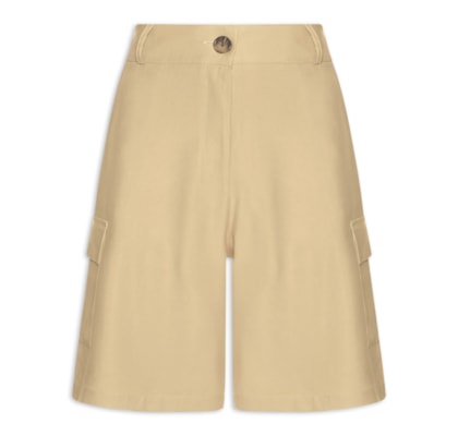 Bermuda Feminina Com Bolsos Laterais - Bege