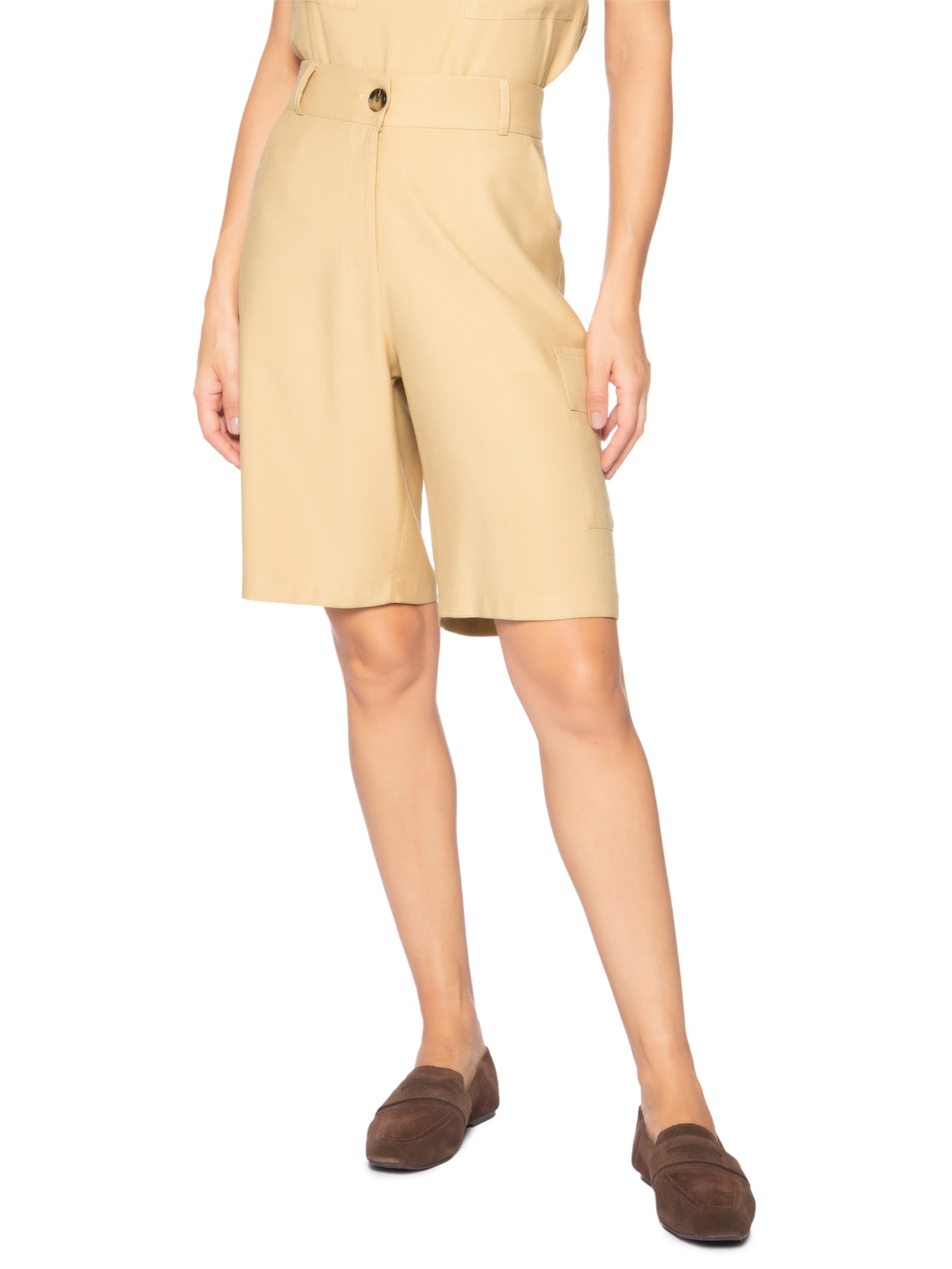 Bermuda Feminina Com Bolsos Laterais Bege '2Essential