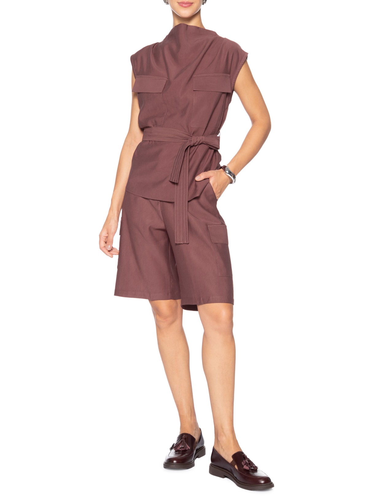 Bermuda Feminina Com Bolsos Laterais Vermelho '2Essential