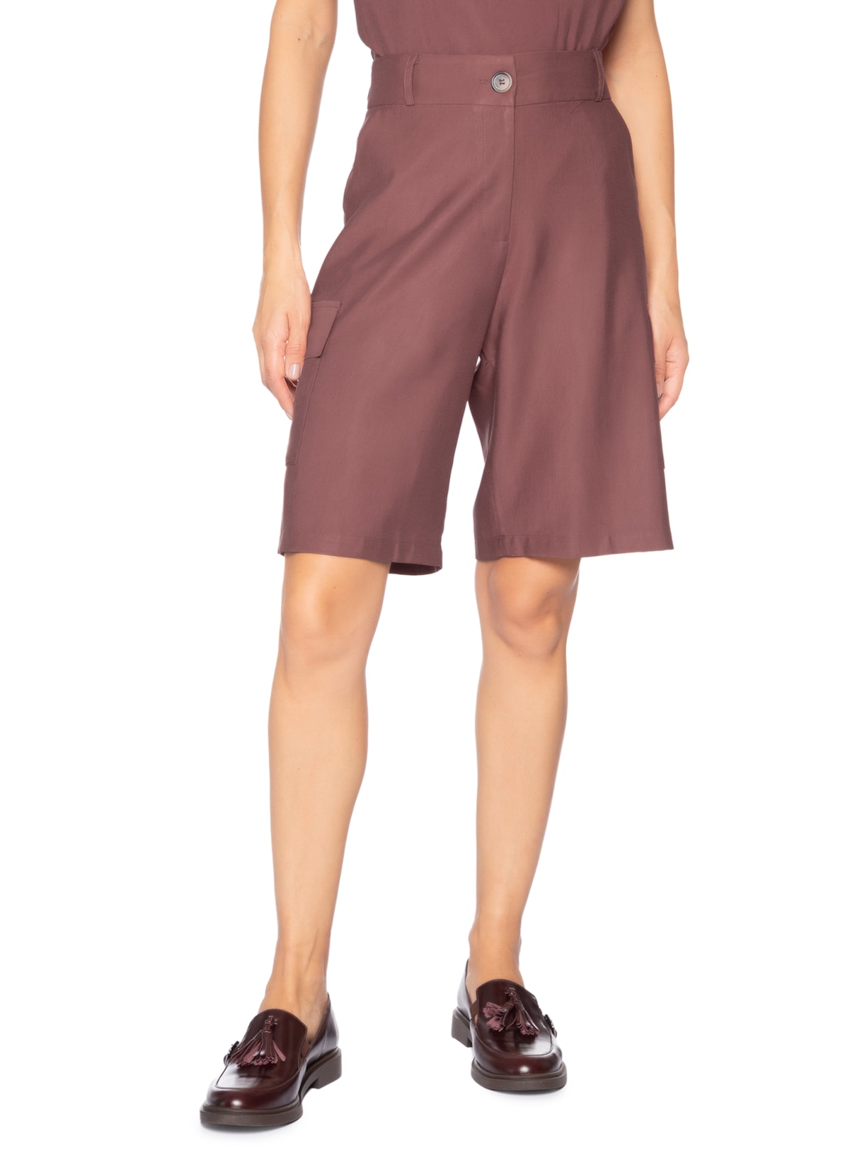 Bermuda Feminina Com Bolsos Laterais Vermelho '2Essential