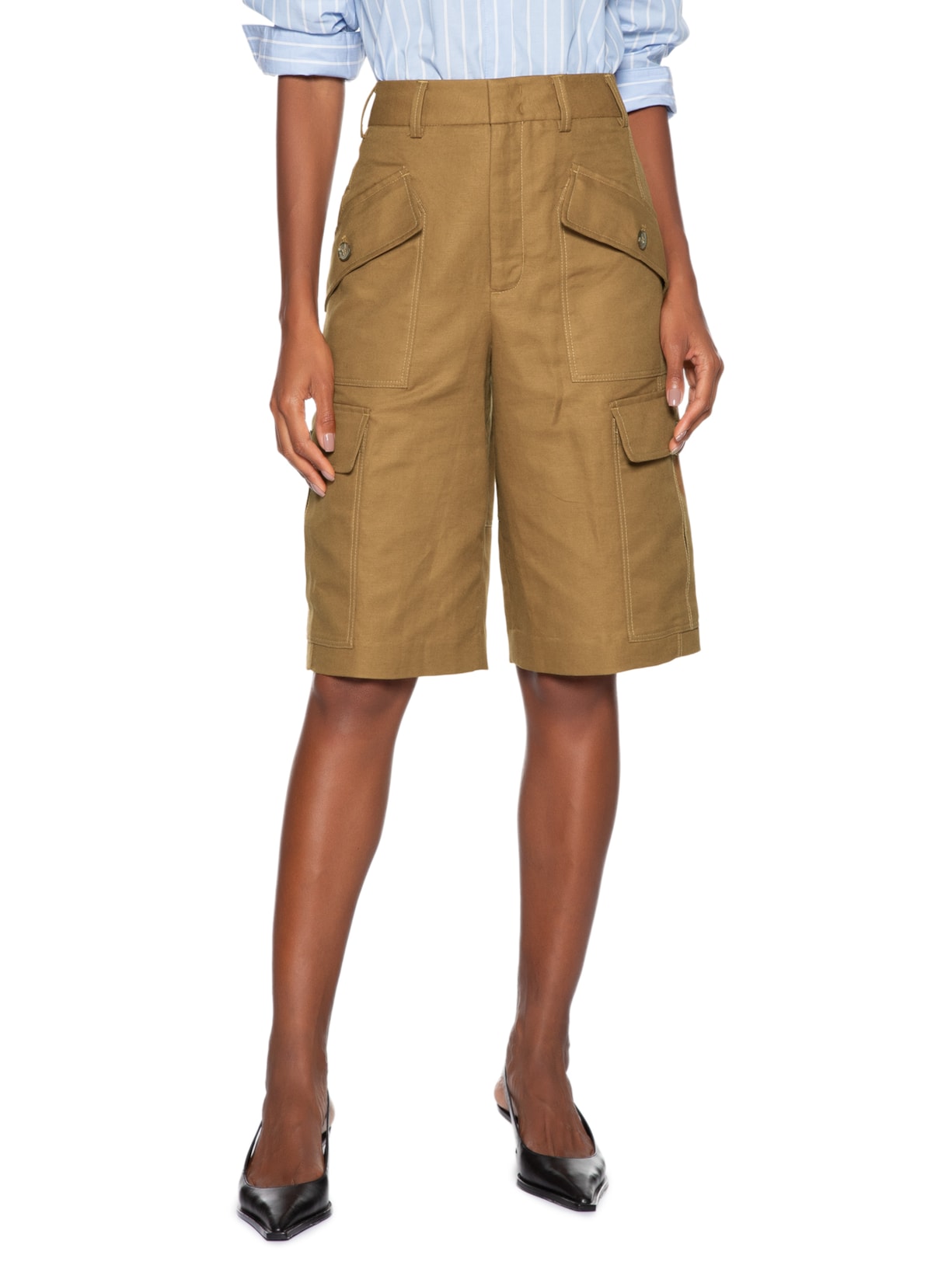 Bermuda Feminina Com Linho Antique Verde Animale