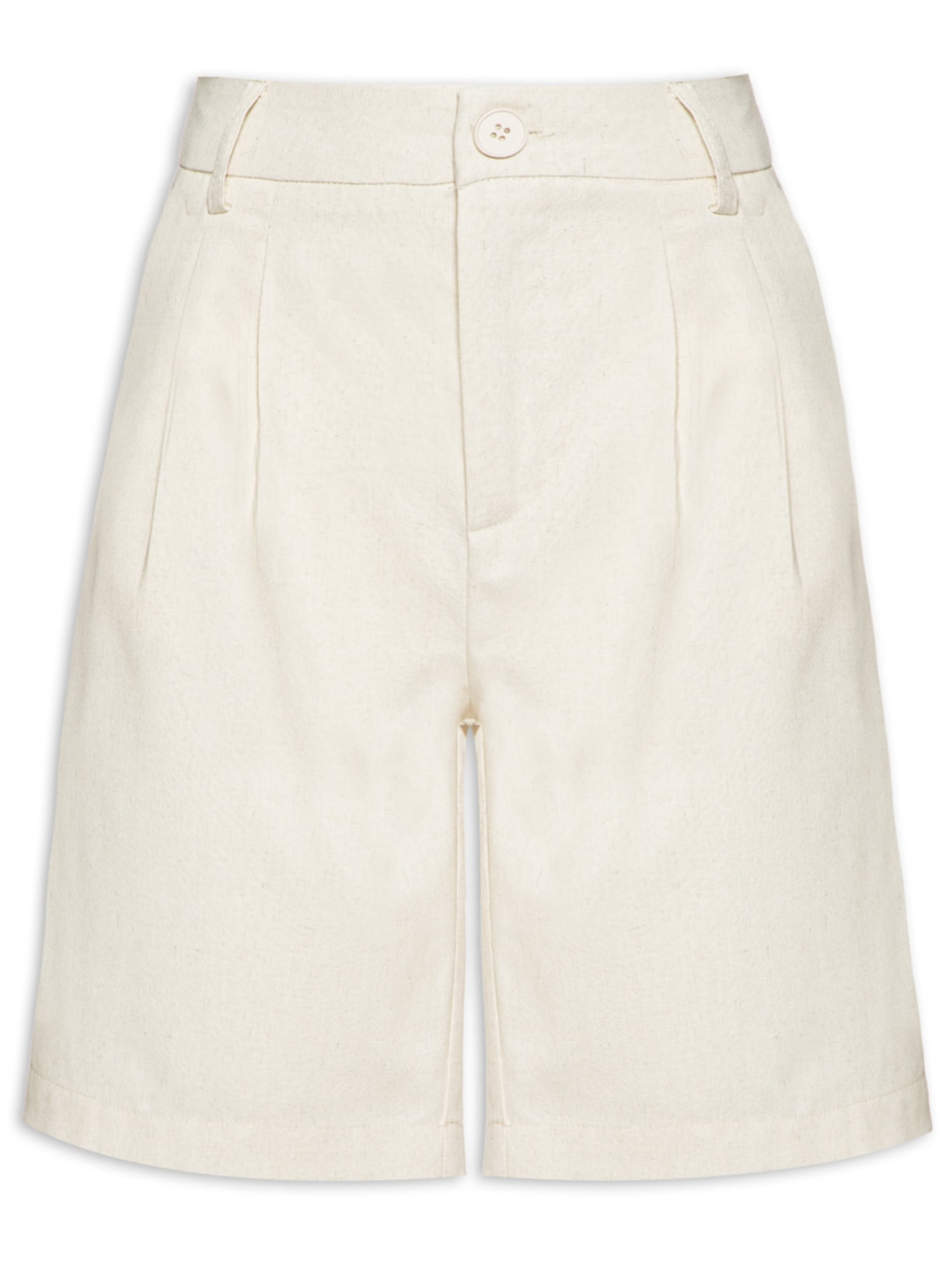 Bermuda Feminina Com Pregas - Bege