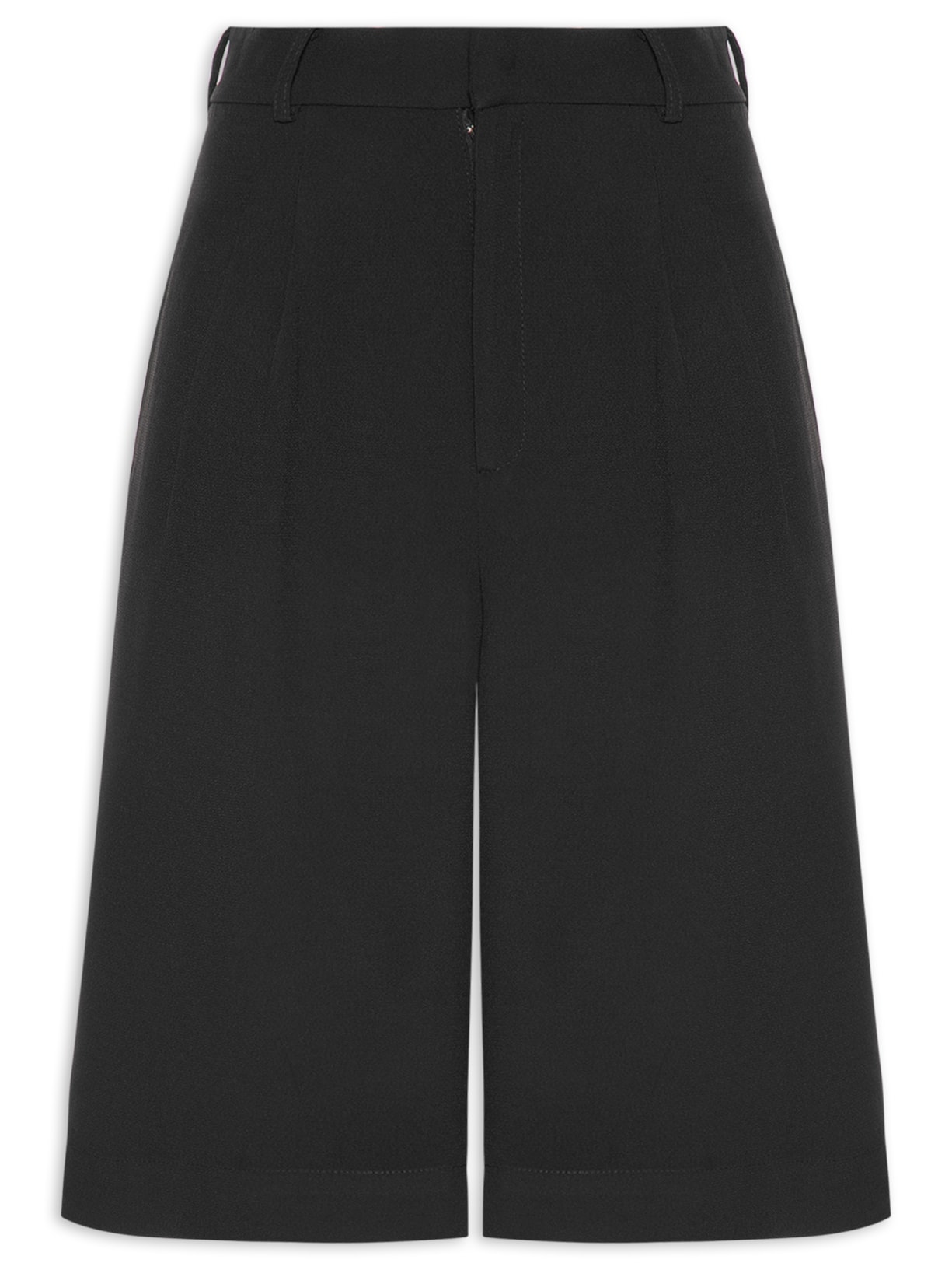 Bermuda Feminina Cós com Transpasse em Crepe - Preto