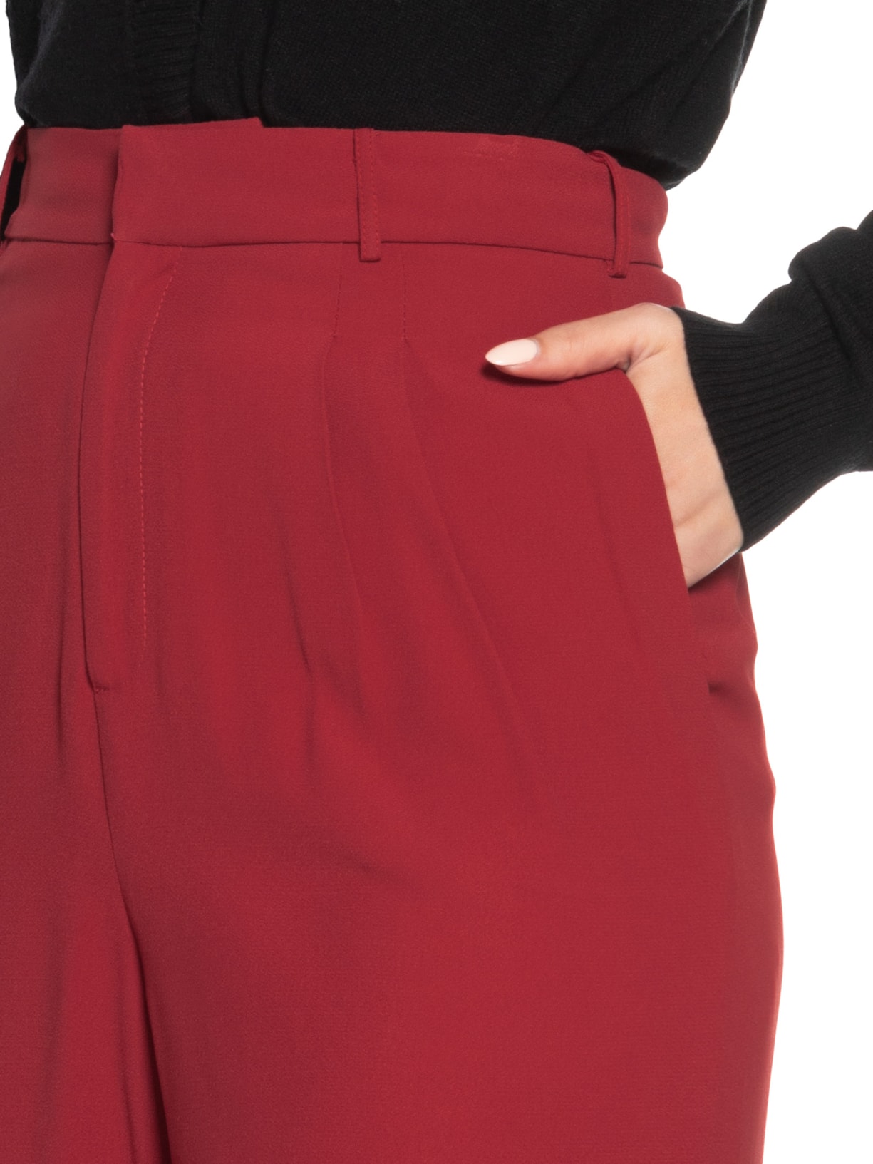 Bermuda Feminina Cós com Transpasse em Crepe Vermelho '2Essential