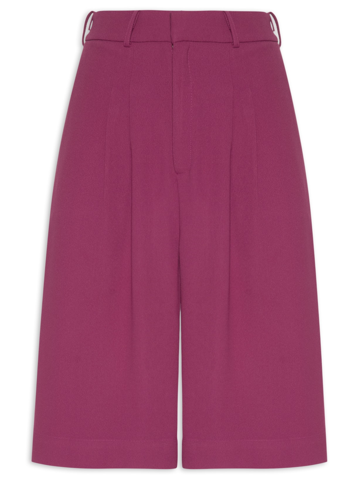 Bermuda Feminina Cós com Transpasse em Crepe - Vinho