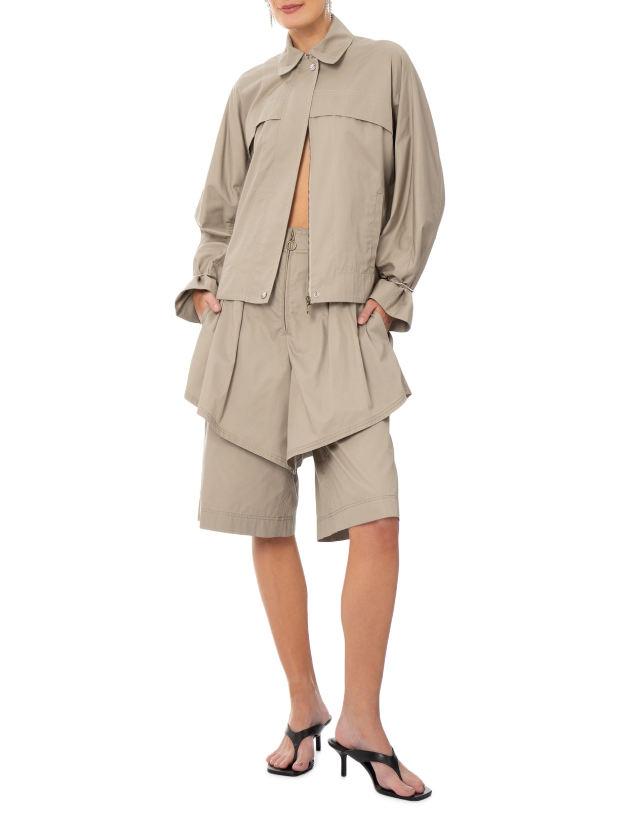 Bermuda Feminina Cotton Twill Olga Nko Marrom Nk