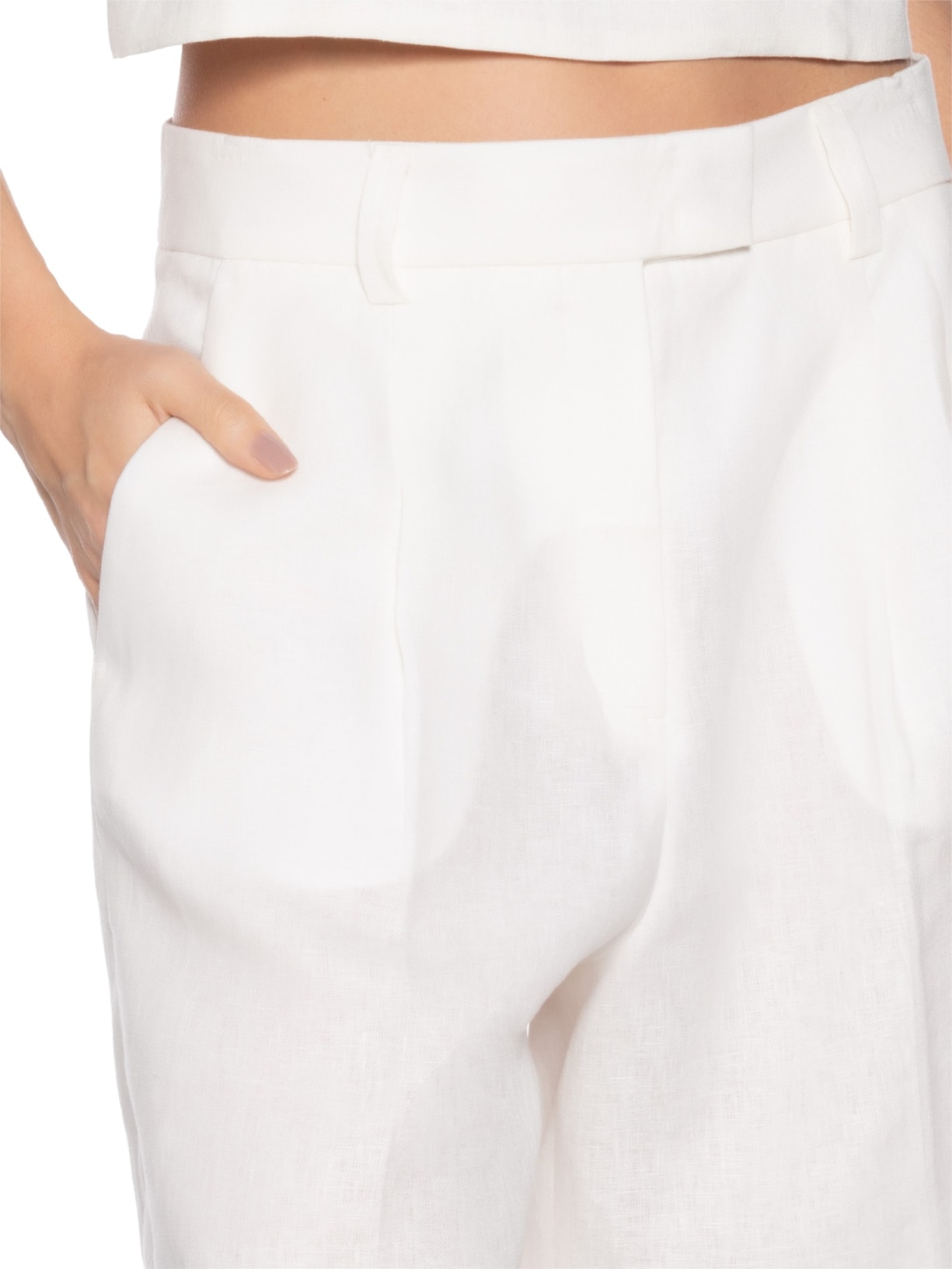 Bermuda Feminina De Linho Branco Animale