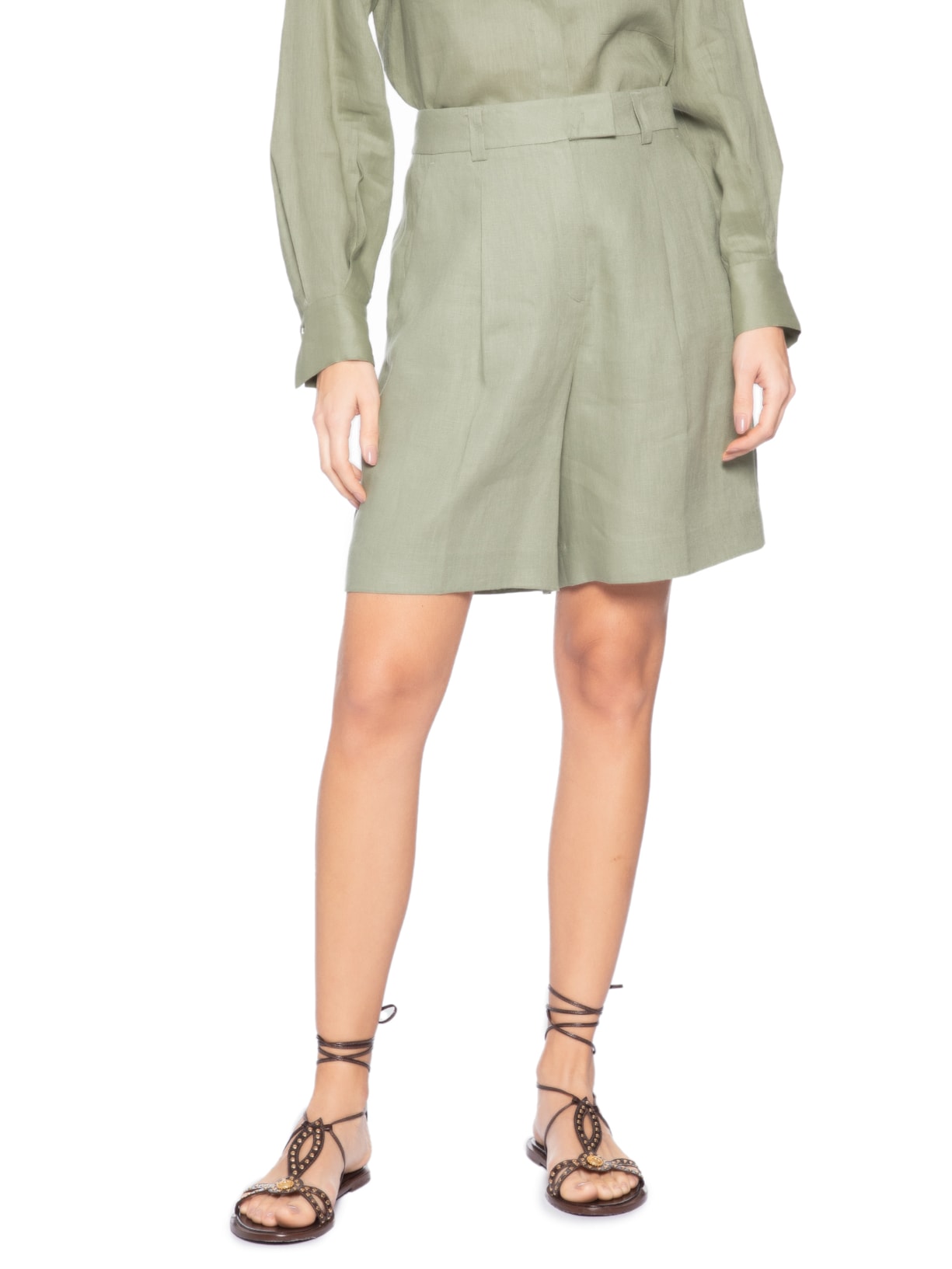 Bermuda Feminina De Linho Color Verde Animale