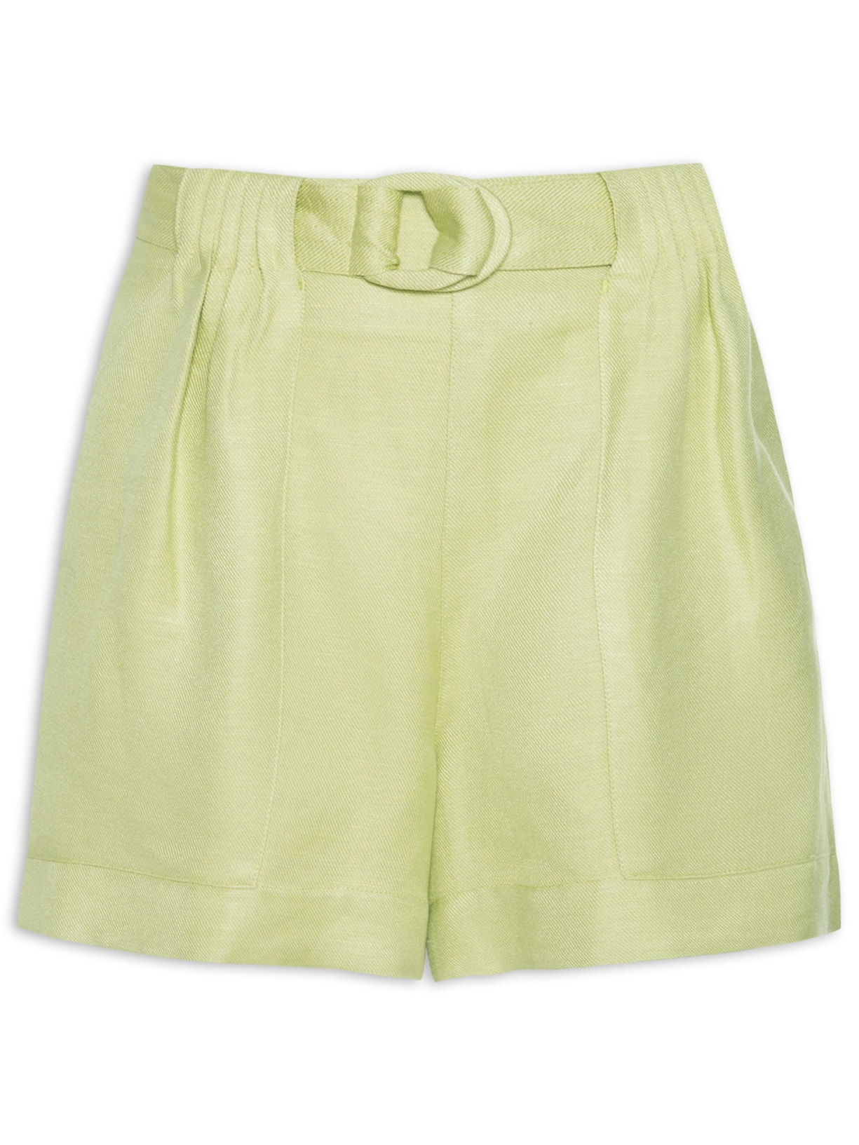 Bermuda Feminina De Linho Com Nervuras - Verde