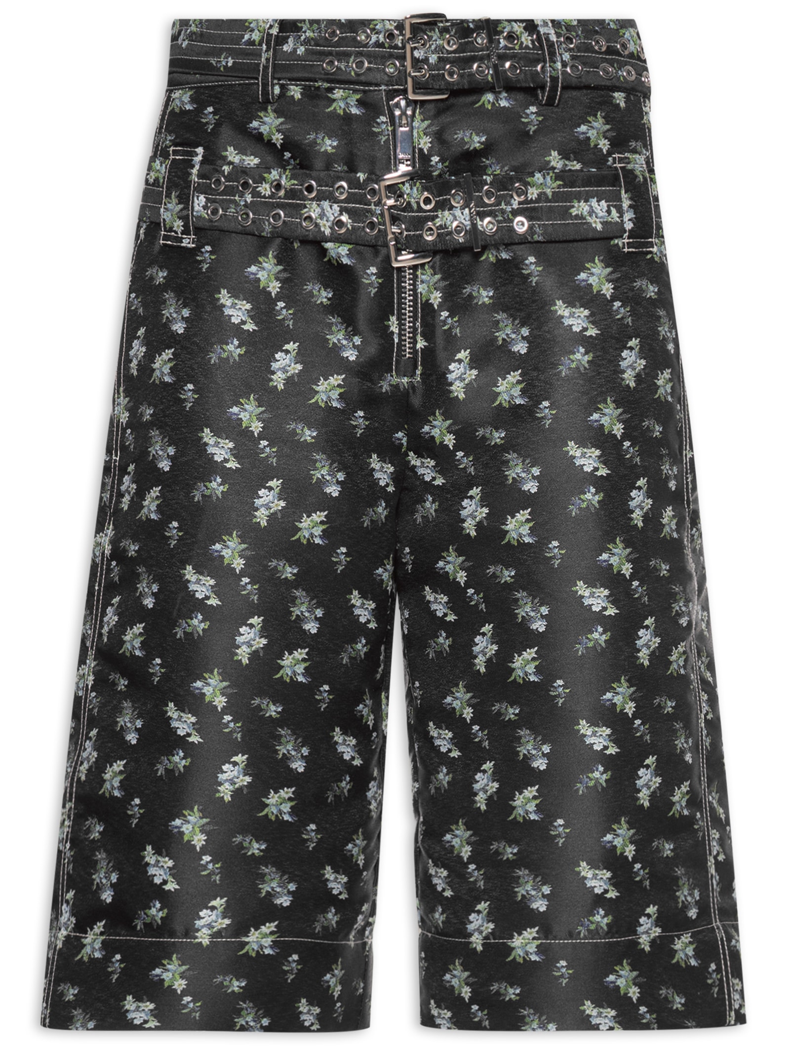 Ganni - Bermuda Feminina Floral Jacquard - Preto