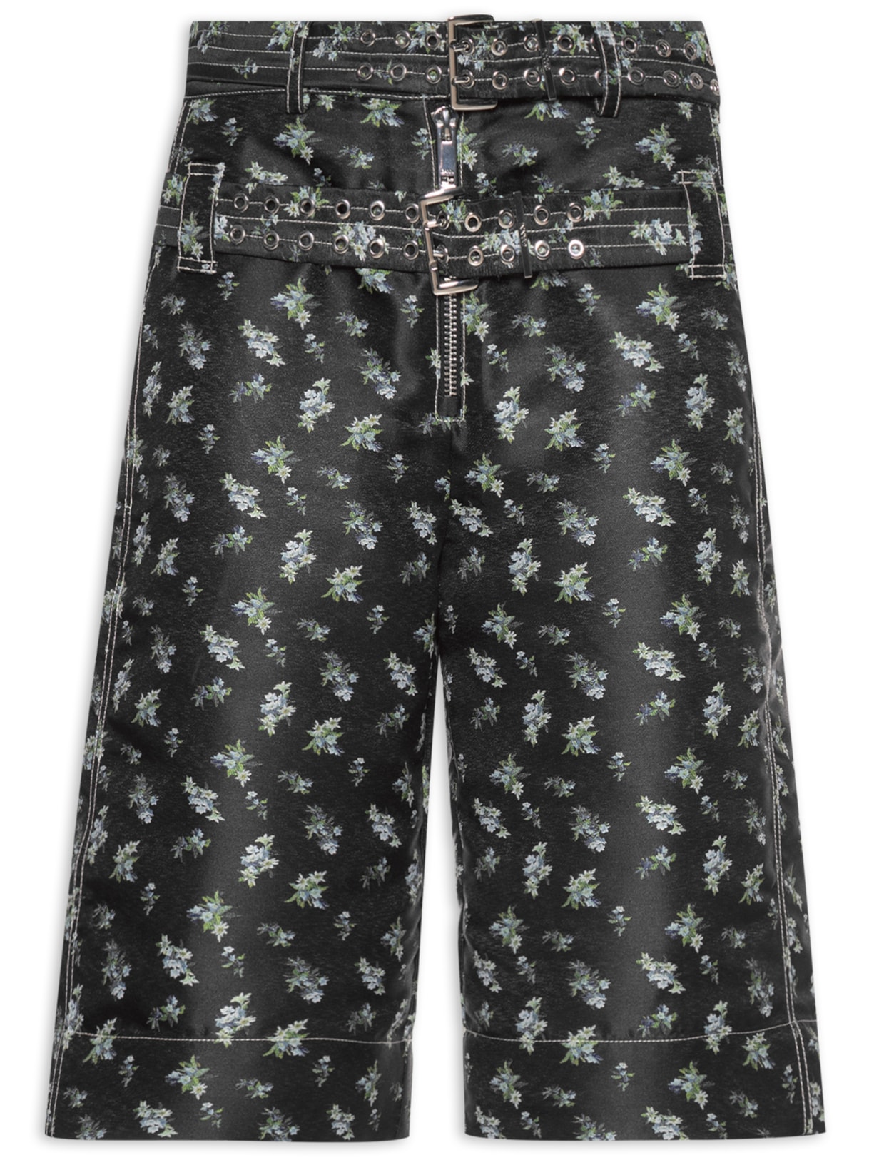 Bermuda Feminina Floral Jacquard - Preto