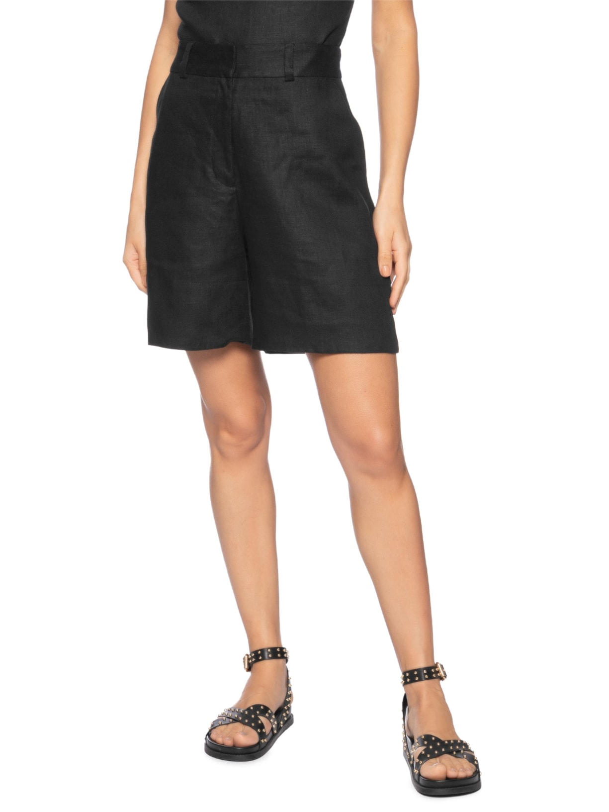 Bermuda Feminina Giovana Linho Preto Haight