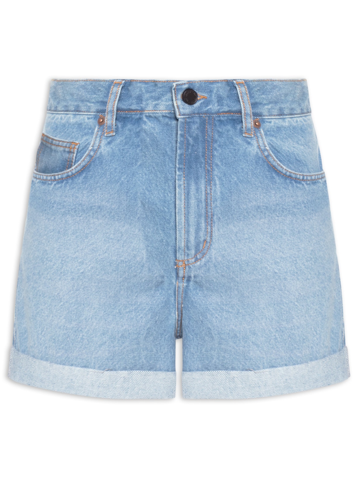 Bermuda Feminina Jeans Barra Dobrada Azul Maria Filó