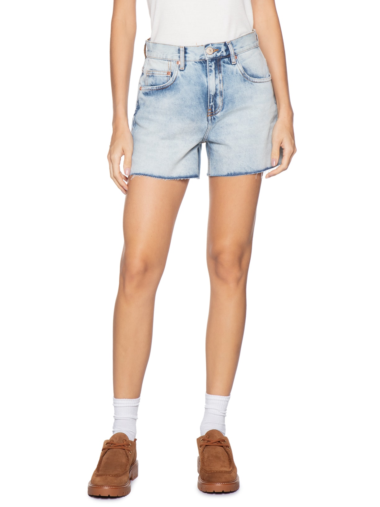 Bermuda Feminina Jeans Basic Fenda Lateral Azul Animale Jeans