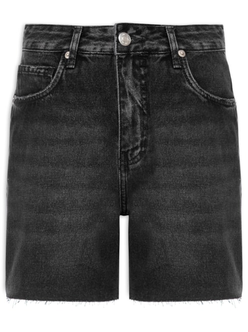 Bermuda Feminina Jeans Black Used Barra a Fio – Preto