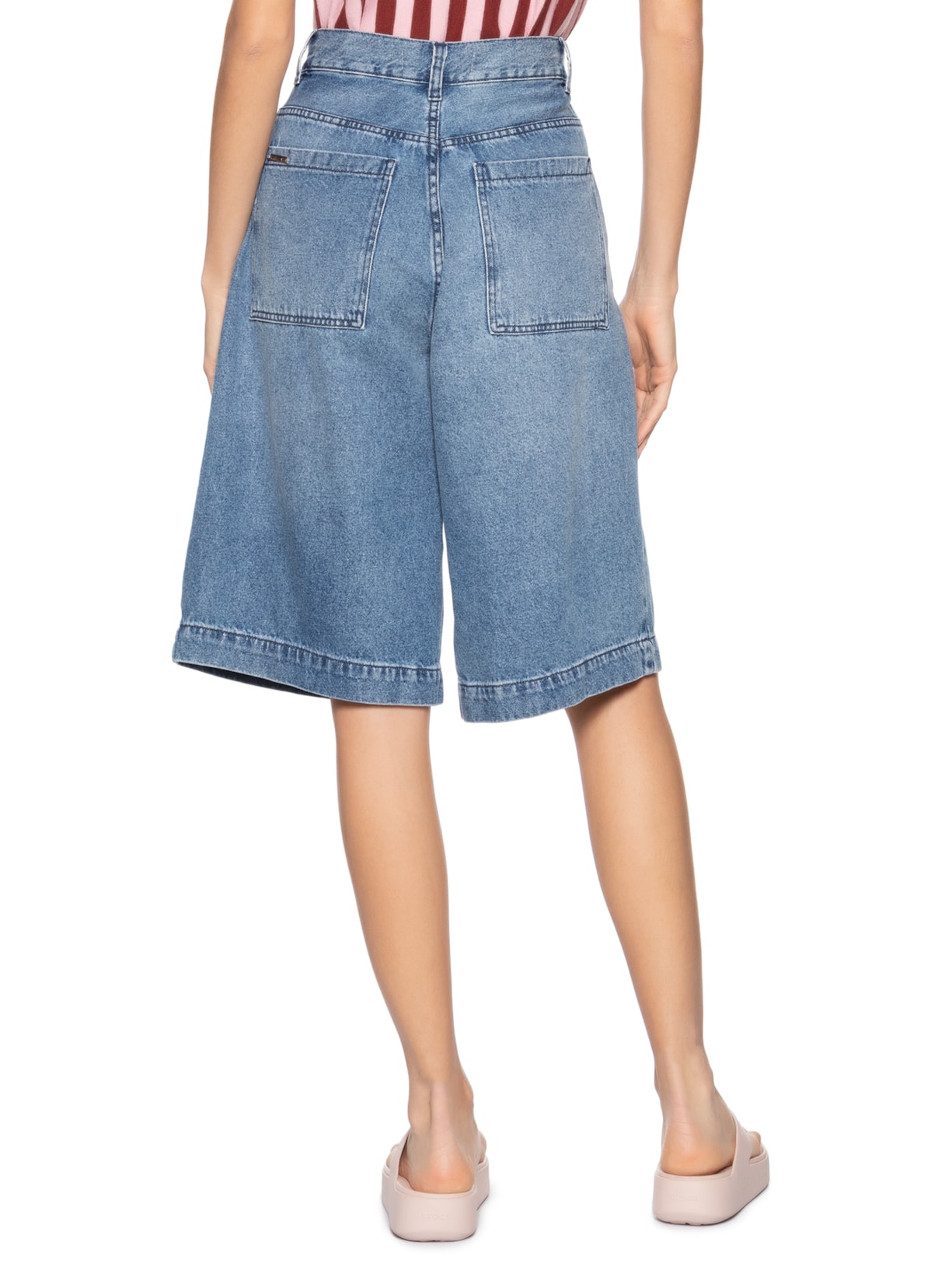  Bermuda Feminina Jeans Blue Pregas Azul Animale Jeans