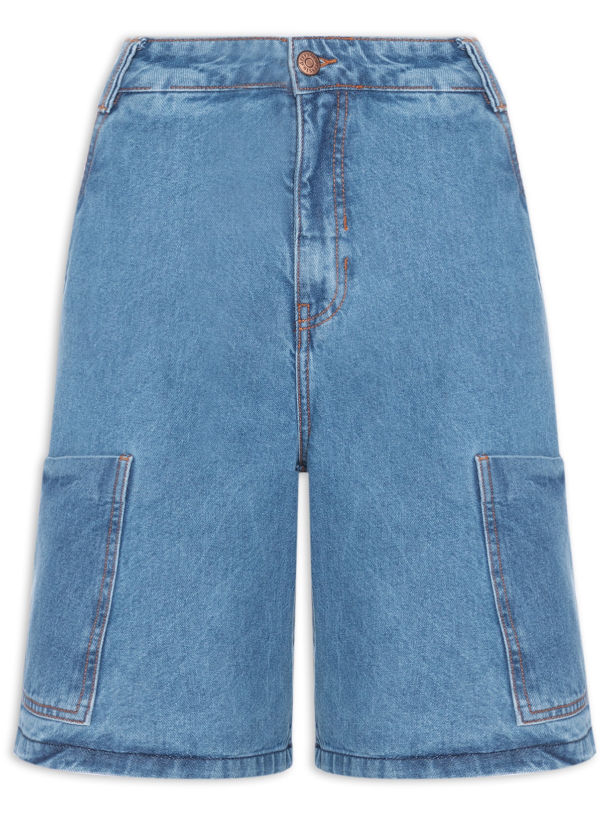 Bermuda Feminina Jeans Bolsos - Azul