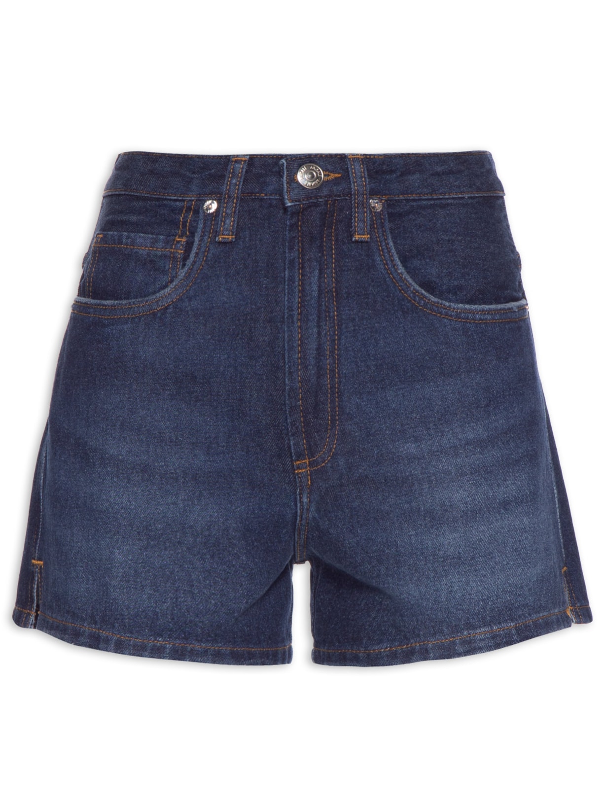 Bermuda Feminina Jeans Box Fenda Lateral - Azul