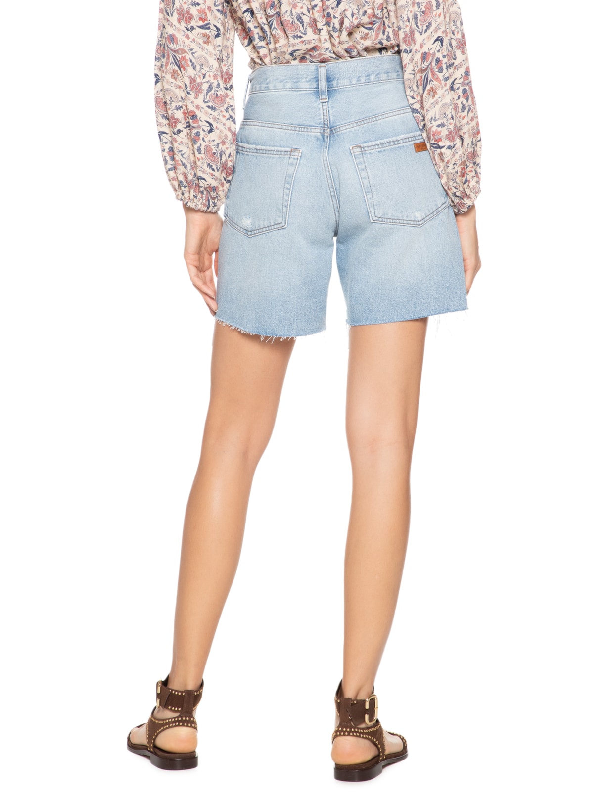 Bermuda Feminina Jeans Cintura Média Destroyed Azul Maria Filó