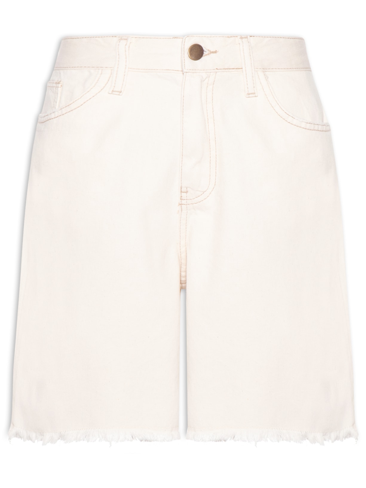 Bermuda Feminina Jeans Com Bolso Off White Basiq