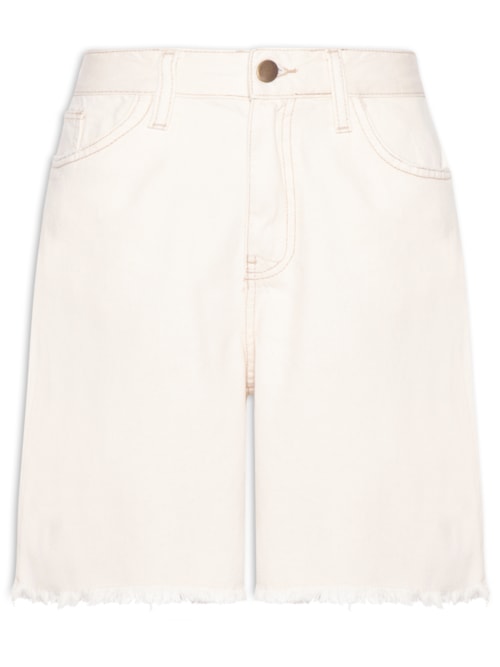 Bermuda Feminina Jeans Com Bolso - Off White