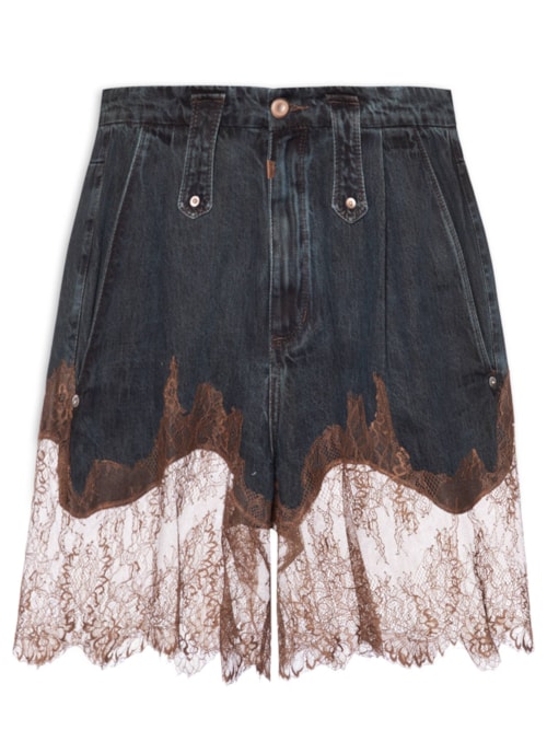 Bermuda Feminina Jeans com Renda – Azul