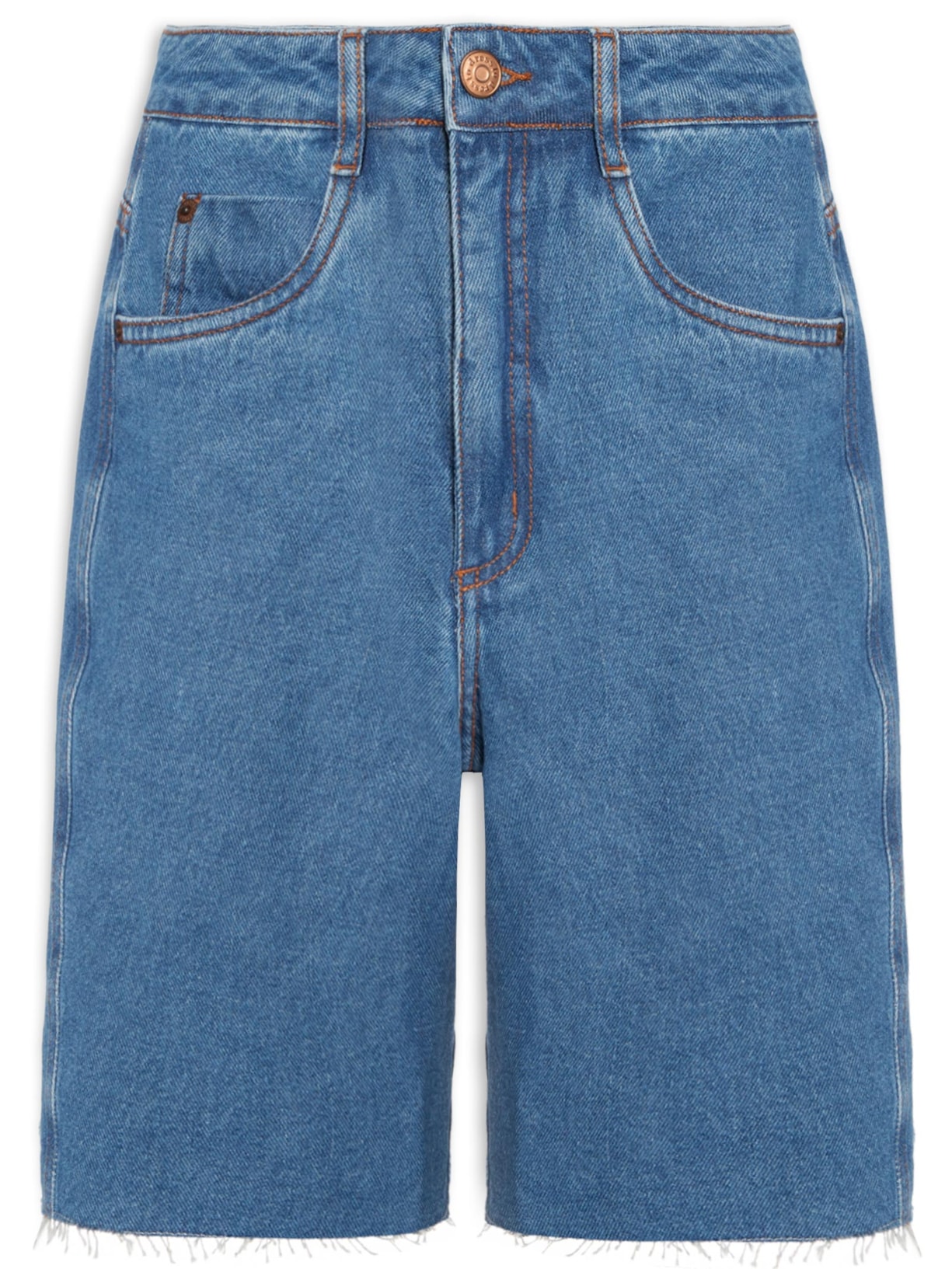 Bermuda Feminina Jeans Costura Deslocada - Azul