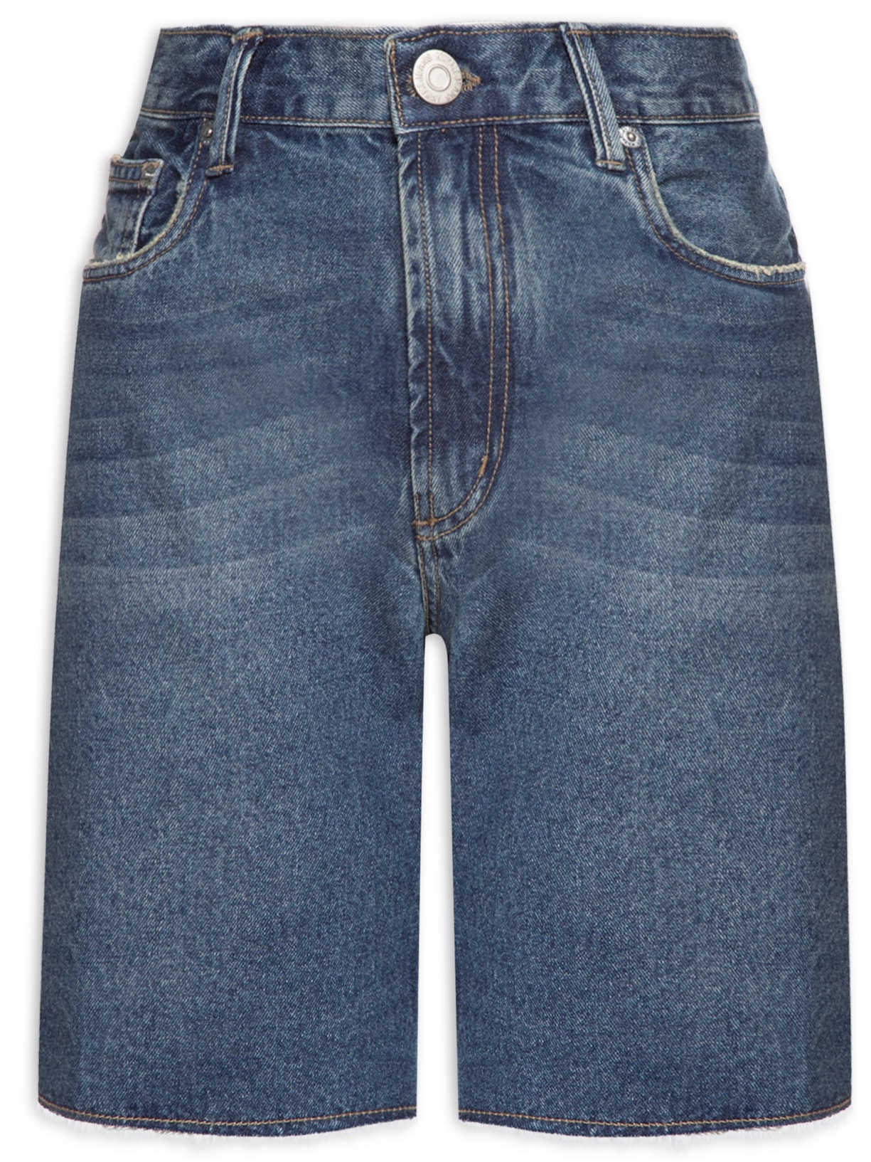 Bermuda Feminina Jeans Flashback Barra A Fio Ston - Azul