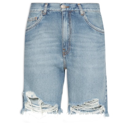 Bermuda Feminina Jeans Flashback Destroyed - Azul