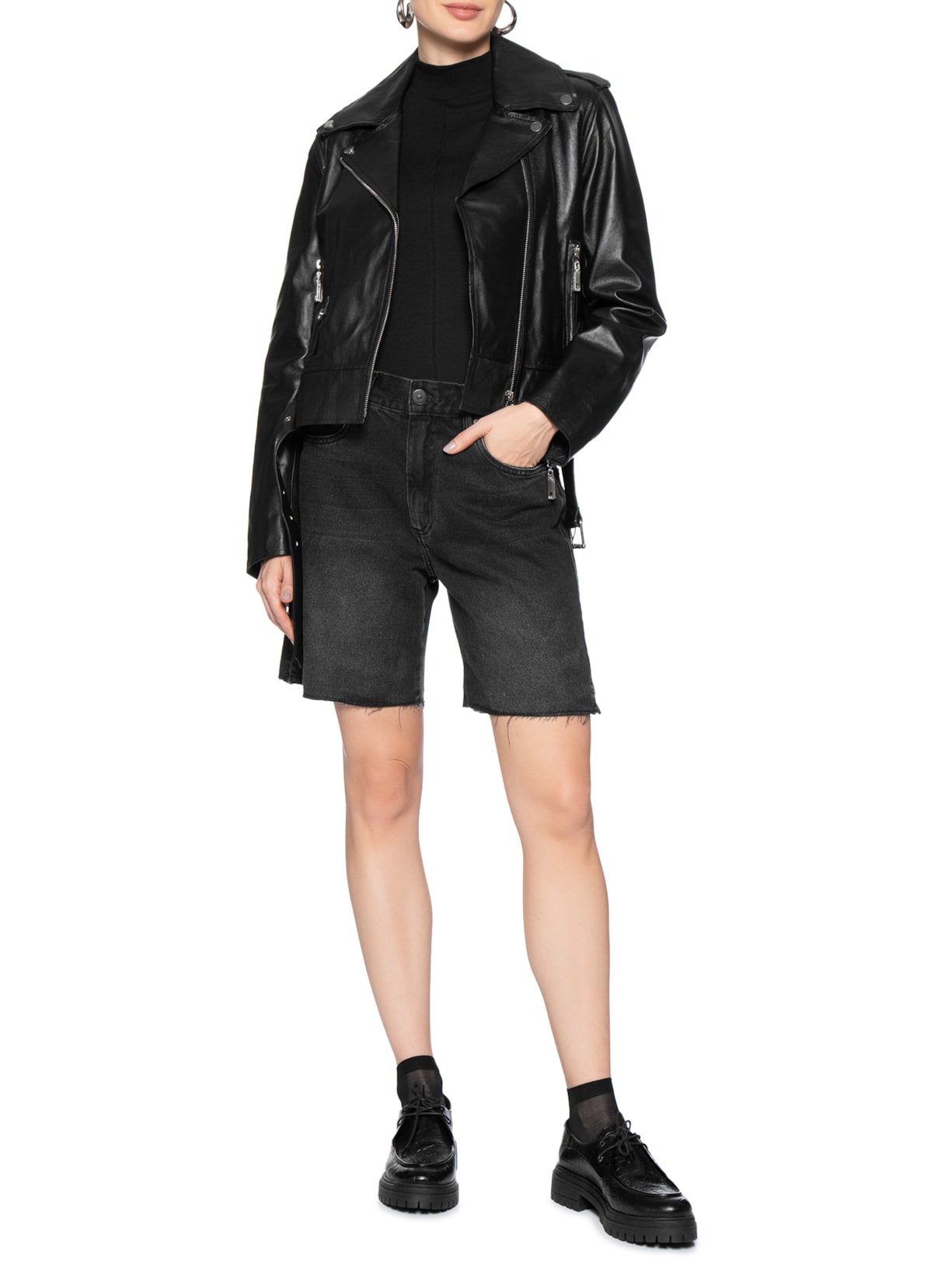 Bermuda Feminina Jeans Flashback Preto Animale Jeans