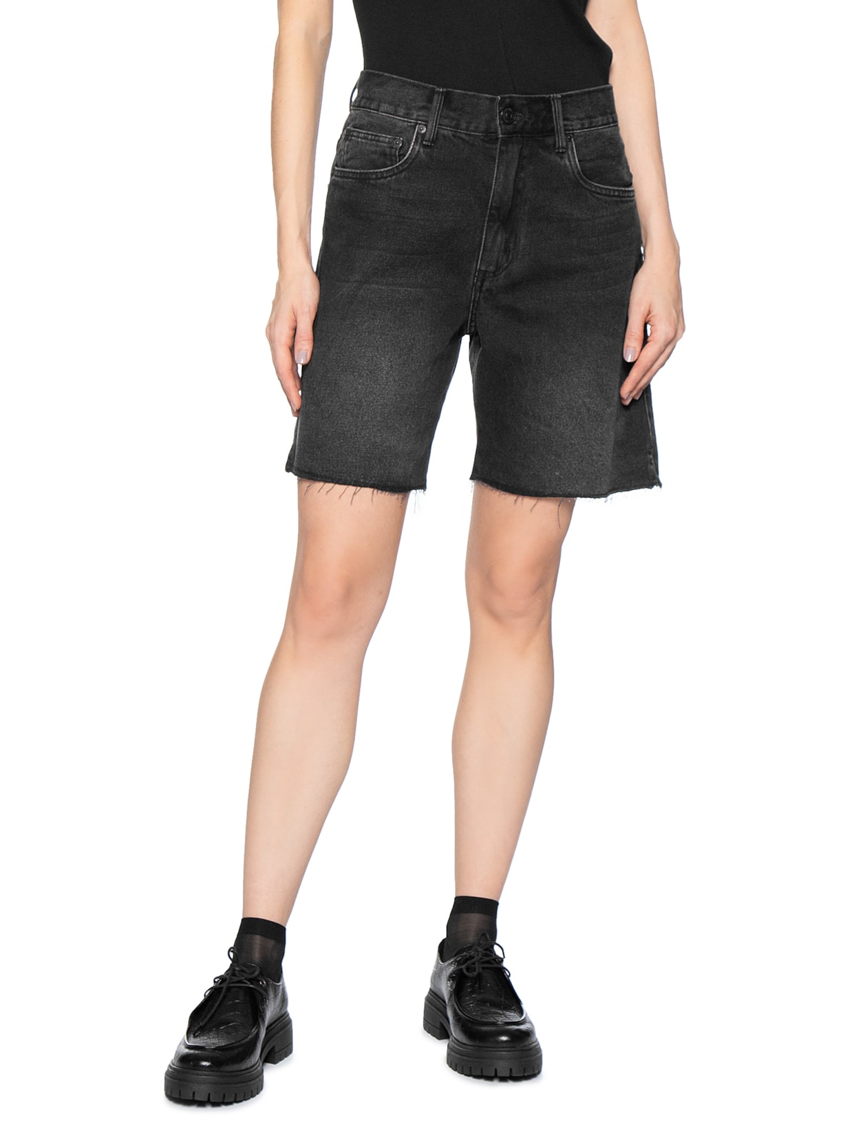 Bermuda Feminina Jeans Flashback Preto Animale Jeans
