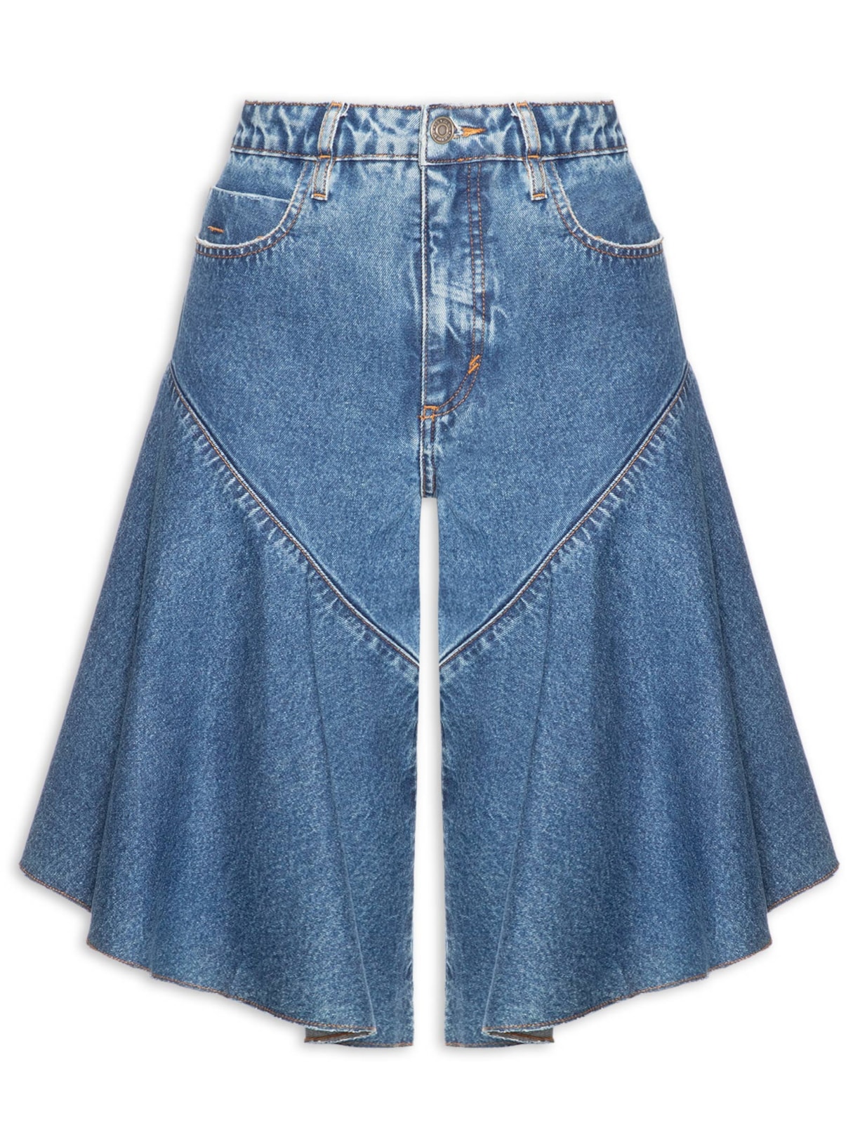 Bermuda Feminina Jeans Flor Azul Nk