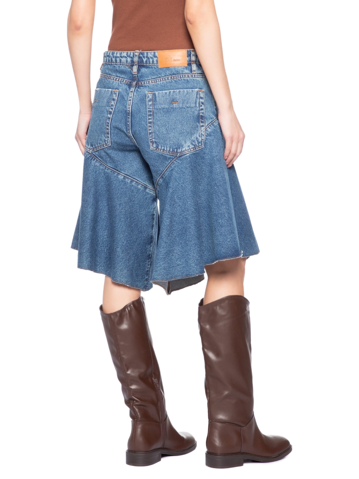 Bermuda Feminina Jeans Flor Azul Nk