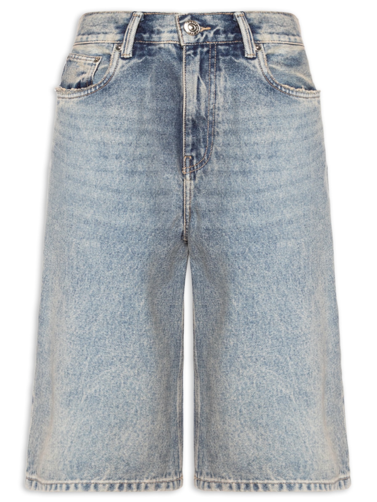 Bermuda Feminina Jeans Long Dirty - Azul