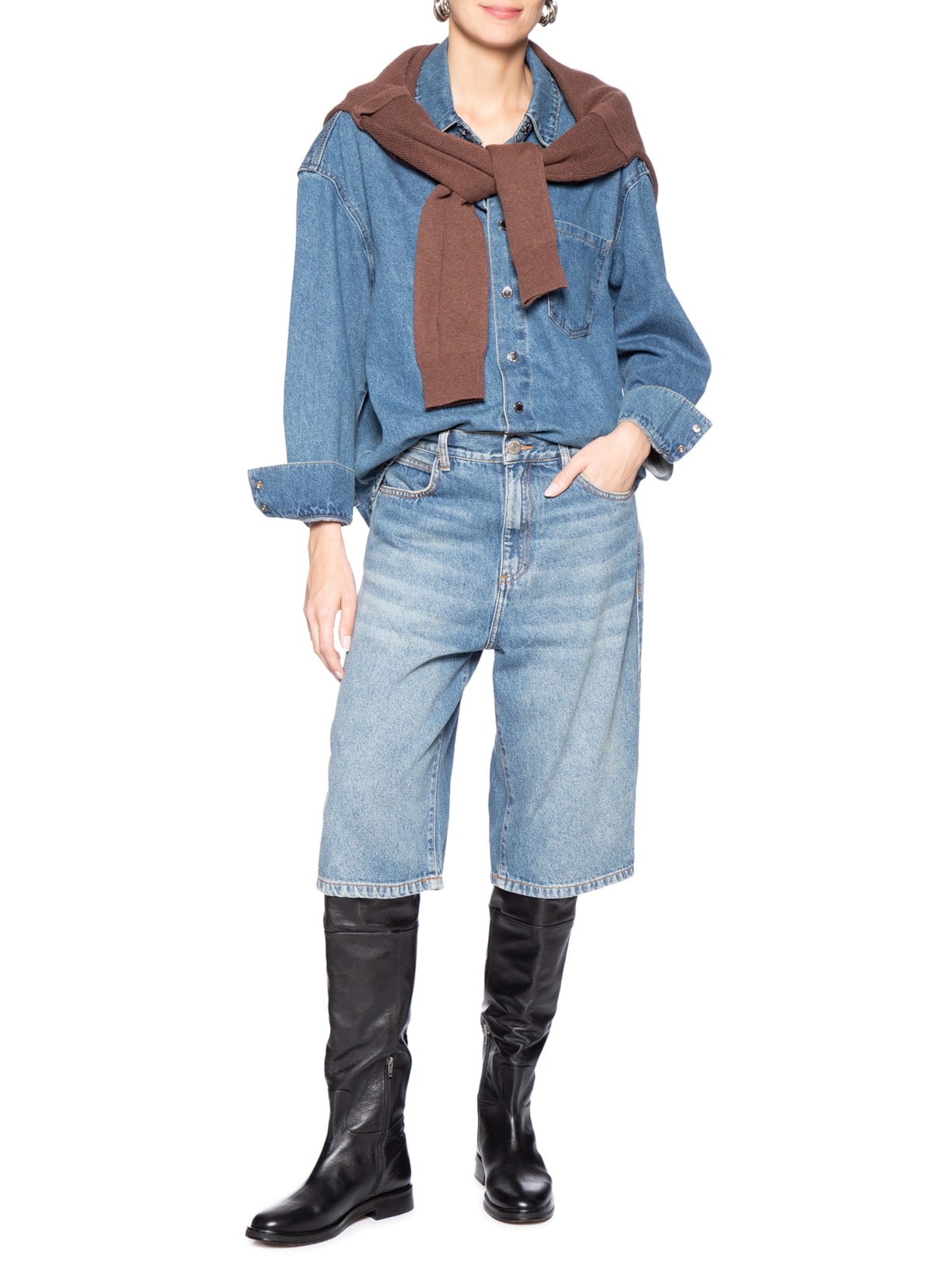 Bermuda Feminina Jeans Longa Azul Animale Jeans