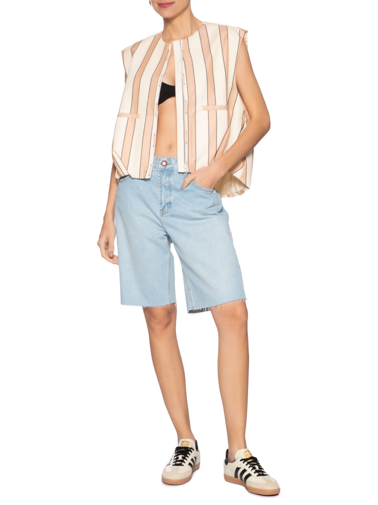  Bermuda Feminina Jeans Reta Azul Farm