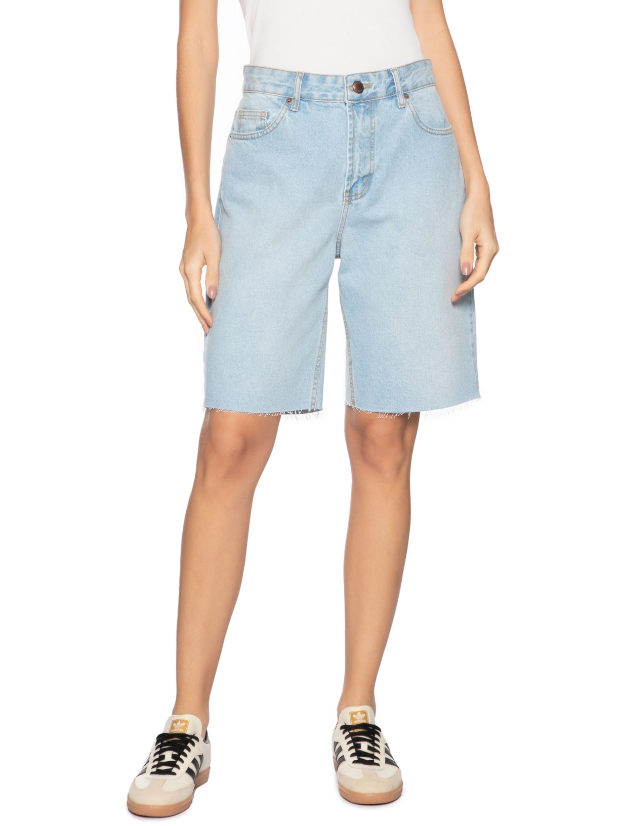  Bermuda Feminina Jeans Reta Azul Farm